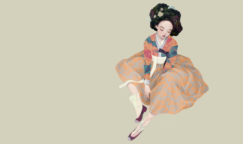 Korean geisha, Siwo Believes Kim, 4K, art, geisha