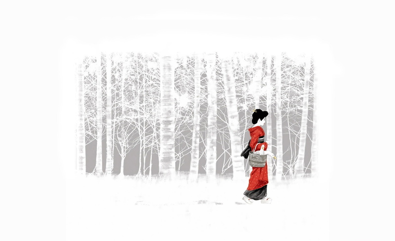 Aero, outdoors, illustration, one person, leisure activity, snow, 1080P, standing, nature, rear view, clothing, real people, winter, warm clothing, plant