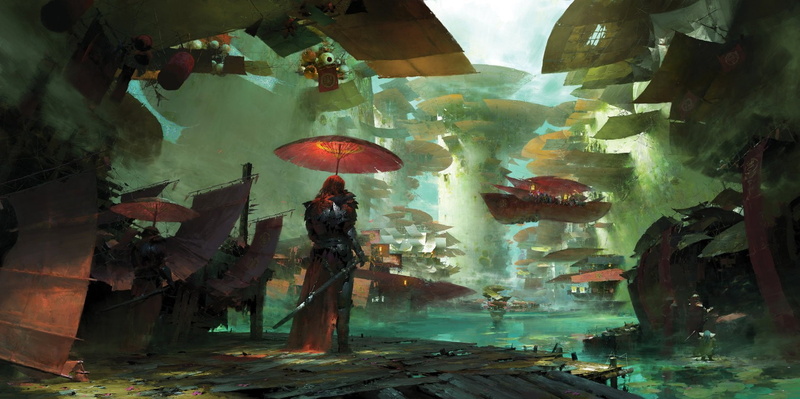 fantasy art, Japanese umbrella, 720P