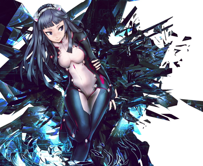 ears, purple, anime, hd, cat ears, tsugumi, cats, long hair, bodysuits, art, girls, animals, Abstract, hair, cat, long, nekomimi, animal ears, brunettes