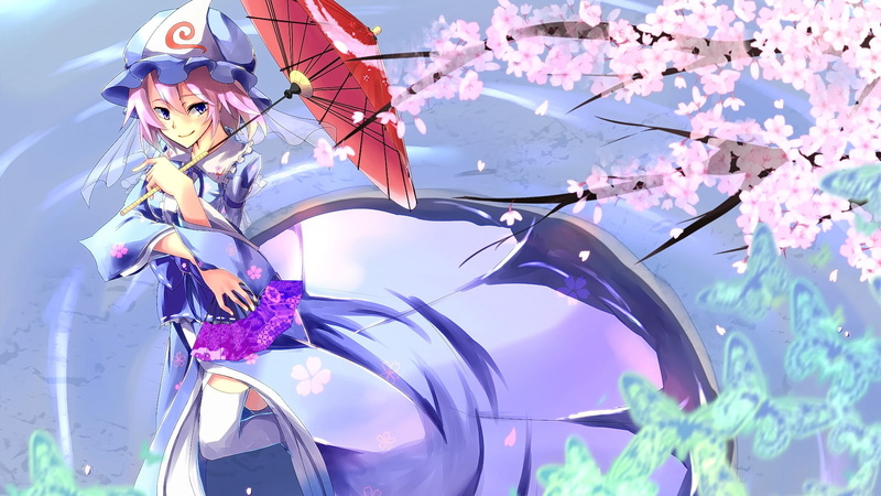 flower head, petal, smiling, short hair, hat, 1080P, plant, springtime, anime, digital composite, anime girls, beauty in nature, outdoors, blue eyes, flower