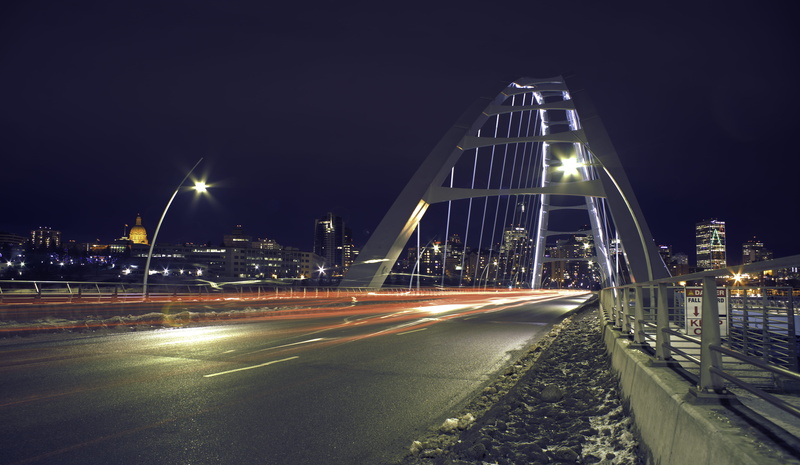 long exposure, edmonton, car, outdoors, no people, trail, cityscape, 5K, architecture, office building exterior, albertum, illuminated, street, city, light trail