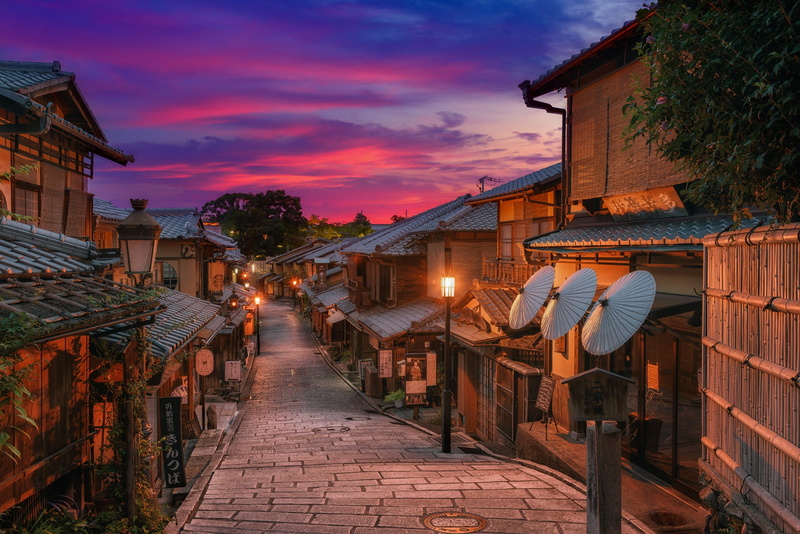 1080P, the evening, the city, lights, Japan, home, lighting, street, Kyoto