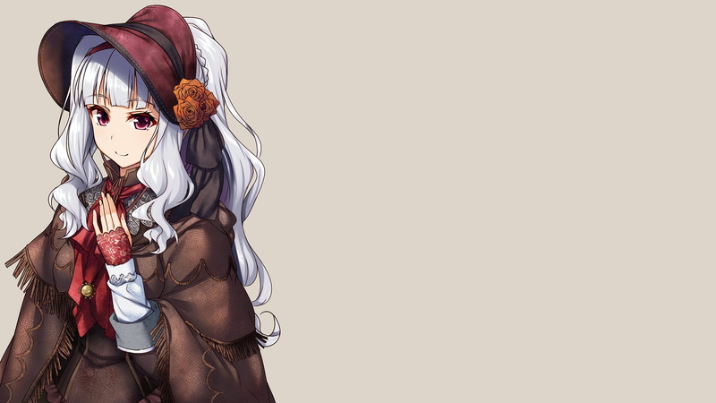 Bloodborne, illustration, woman, bonnet, character, silver hair, dress, body paint, men, adult, anime, gray background, pink eyes, Plain Doll, creativity
