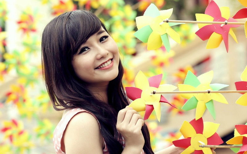 girls, dress, smiling, women, woman, pink, girl, s, 1920x1200, 1080P, sleeveless, asian