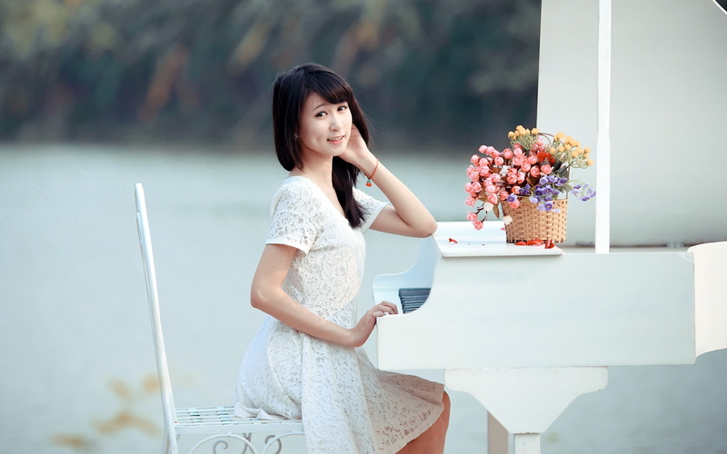 Smile, Music, Piano, Asian, Girl, 2K