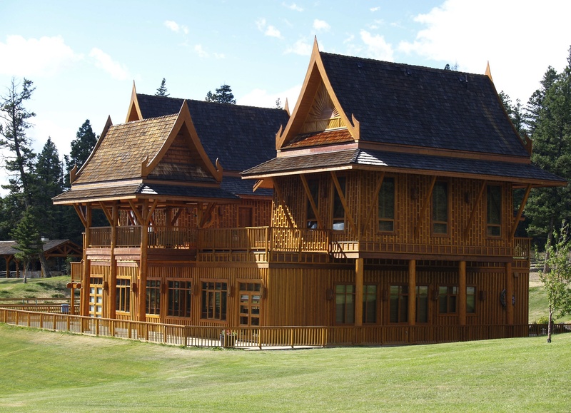 tree, wood - material, grass, cloud - sky, guest house, built structure, ranch, no people, echo valley, field, plant, sky, place of worship, canada, roof