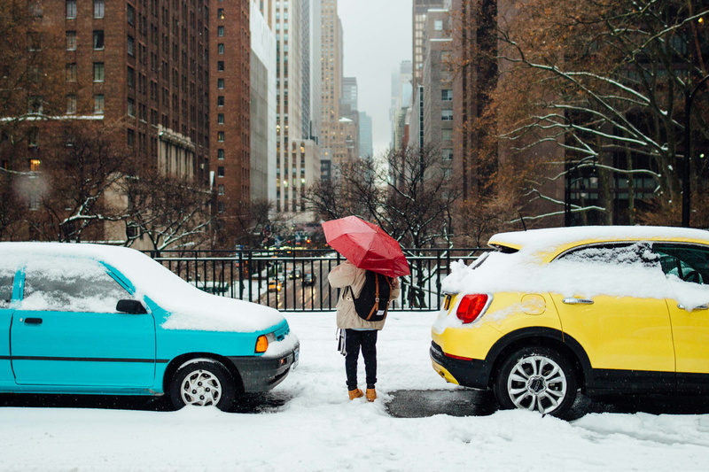 security, winter, red, color Image, Colorful, two, weather, person, snowing, cars, cold - Temperature, Coincidence, protection, parked, city, street, extreme weather