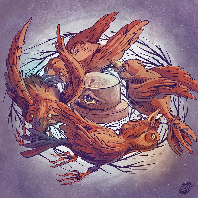 animal, red, representation, vertebrate, Fat Heat, food, circle, food and drink, blue, artwork, animal representation, animal themes, nests, no people