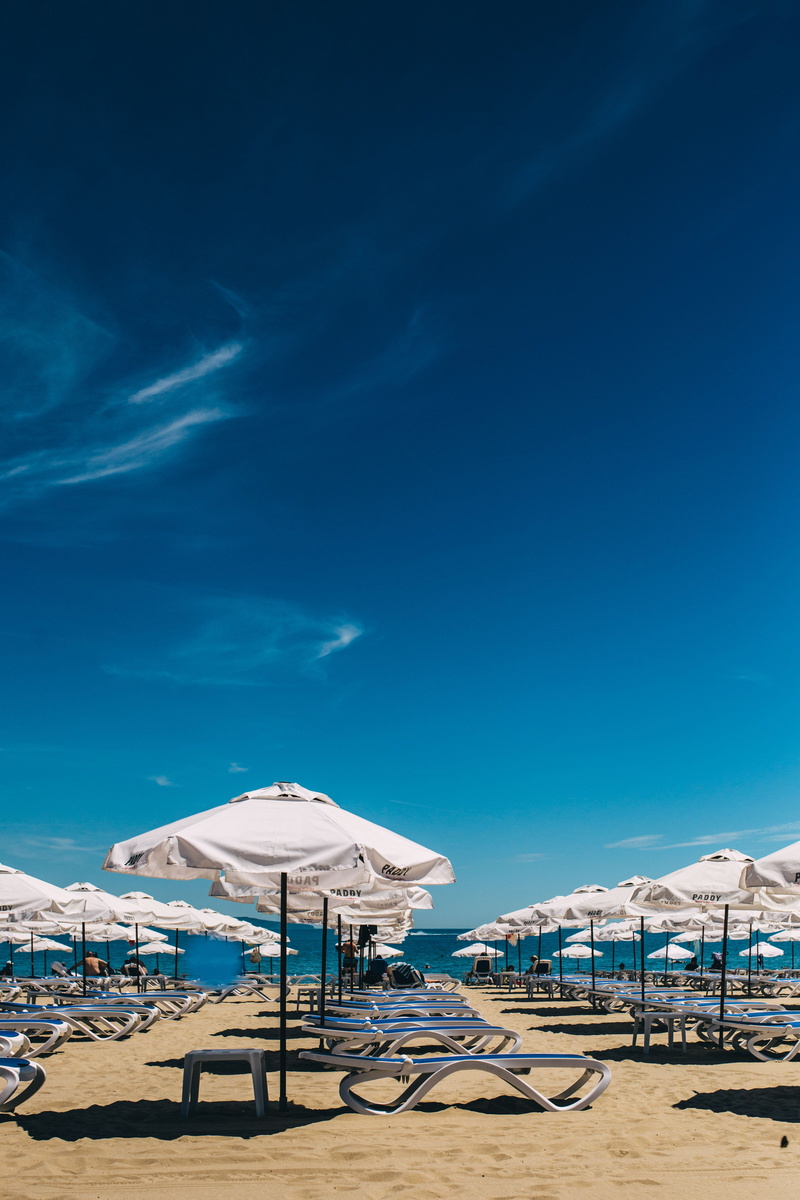 blue sky, land, cold temperature, 5K, sky, travel Destinations, exotic, relaxation, scenics - nature, winter, sunshade, lounge, black sea, beauty in nature