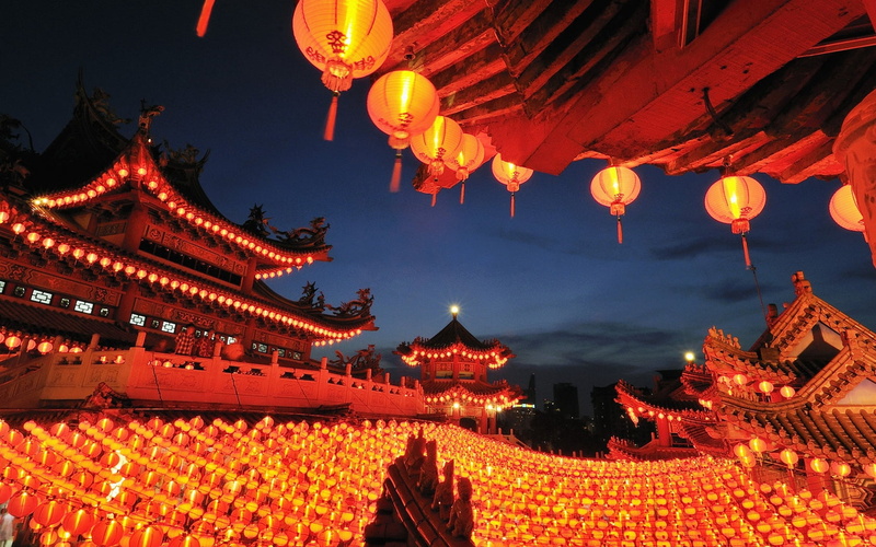 paper lantern, night, chinese lantern, buildings, thailand, decoration, lanterns, set, no people, traditional Festival, celebration, lights, festival, east Asian Culture