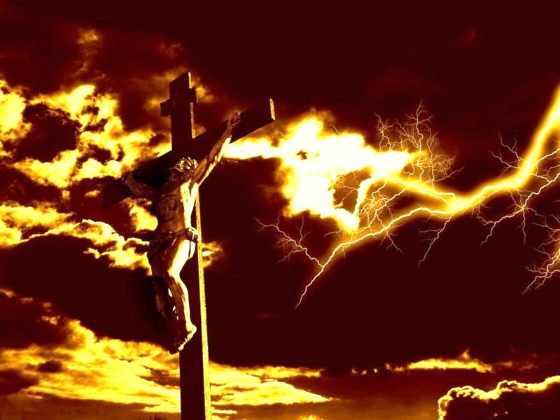 lightening, jpg, Jesus, art, liveing, 480P, crucifixion, hd, abstract, cross
