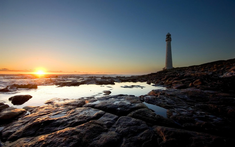 landmark, ocean, sunrise, 1080P, lightened, light, nature, 3d and abstract, landscapes