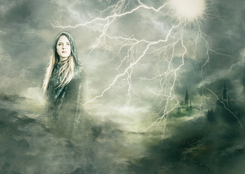 lightening, human hair, portrait, goddess, beauty, child, outdoors, lifestyles, teenager, hair, women, separated by comma, one person, 4K, long hair, beautiful woman