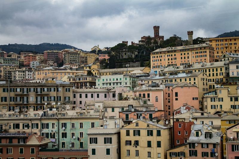 city, architecture, building exterior, residential district, outdoors, town, row house, 4K, italy, metropolitan city of genoa, crowded, cloud - sky, cityscape