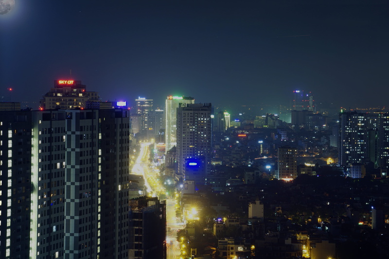 outdoors, cityline, office building exterior, city light, building, skyscraper, nightlife, no people, tall - high, vietnam, office, sky, urban skyline