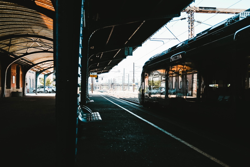 colmar, architectural column, public transportation, france, colour, mode of transportation, built structure, train, empty, relfect, railroad station, station