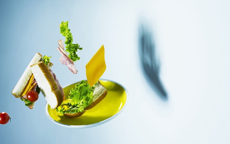 studio shot, 720P, freshness, food, ham, bread, garnish, baked, shade, veggies, wellbeing, cheese, healthy eating, leafy, fruit, herb, green, table, slice
