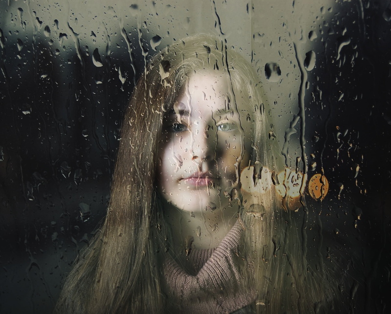 female, young adult, contemplation, transparent, close-up, hairstyle, 2K, sadness, portrait, digital composite, indoors, adult, lady, depression - sadness