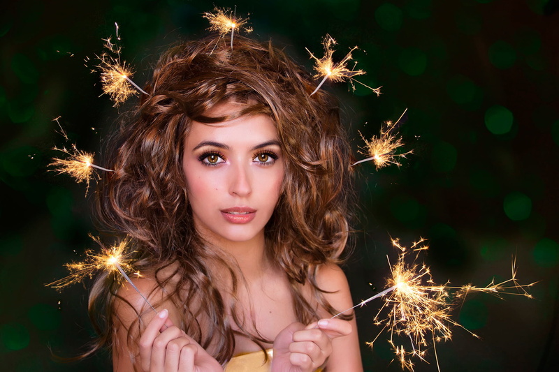 beautiful woman, adult, one person, headshot, celebration, looking at camera, illuminated, face, firework, young women, front view, young adult, teenager