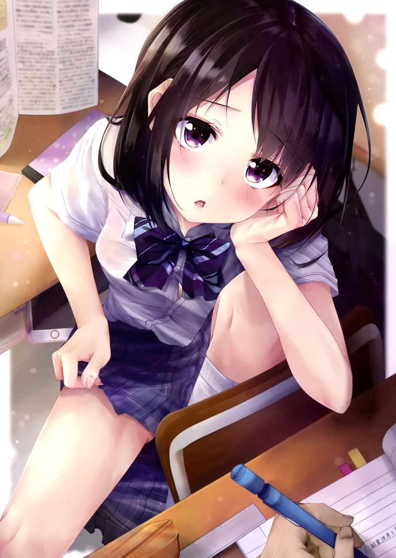 looking at camera, school uniform, women, furniture, females, Otona no Moeoh, beauty, beautiful woman, young women, 2K, lifestyles, three quarter length
