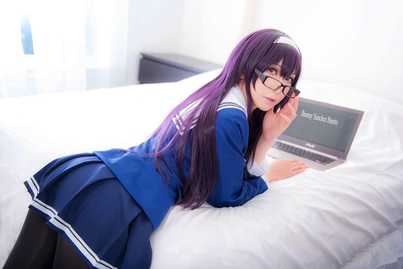 real people, teenager, glasses, Saenai Heroine no Sodatekata, computer, communication, 1080P, young women, hair, wireless technology, technology, hairstyle
