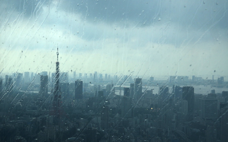1080P, rain, city, view, water, rainy