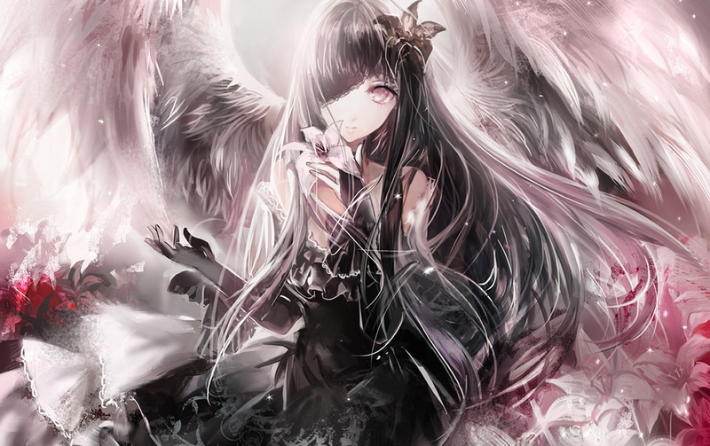 one person, digital composite, females, white background, nature, real people, feather, close-up, angel, anime, arts culture and entertainment, hair, celebration