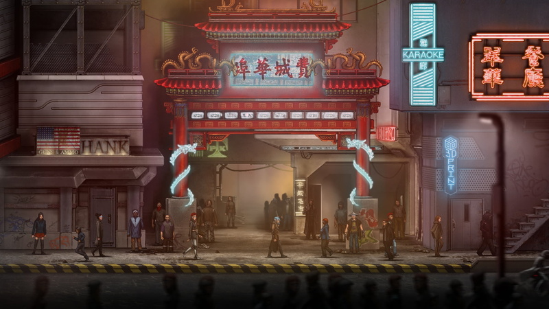 RPG, city, neon, people, Chinese characters, video games, street, 1080P, digital art, fantasy art, Asian architecture
