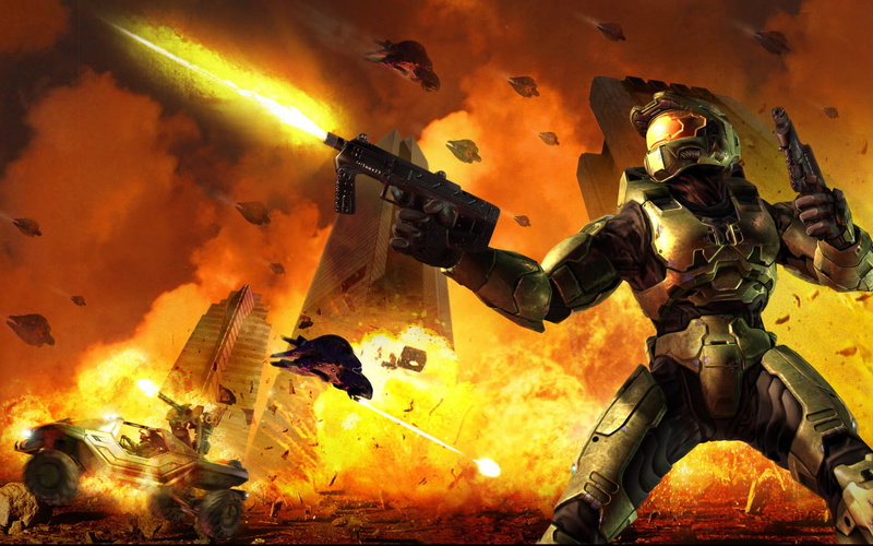fire, submachine gun, Halo 2, Warthog, Covenant, video games, war, 720P, Phantom, Master Chief, Video Game Heroes, Halo