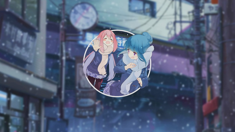 anime girls, 1080P, beach, Yuru Camp, anime, winter