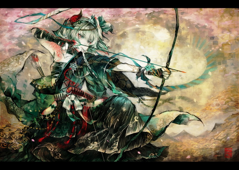 anime girls, anime, girls, archer, 480P, 1200x853, touhou, bow