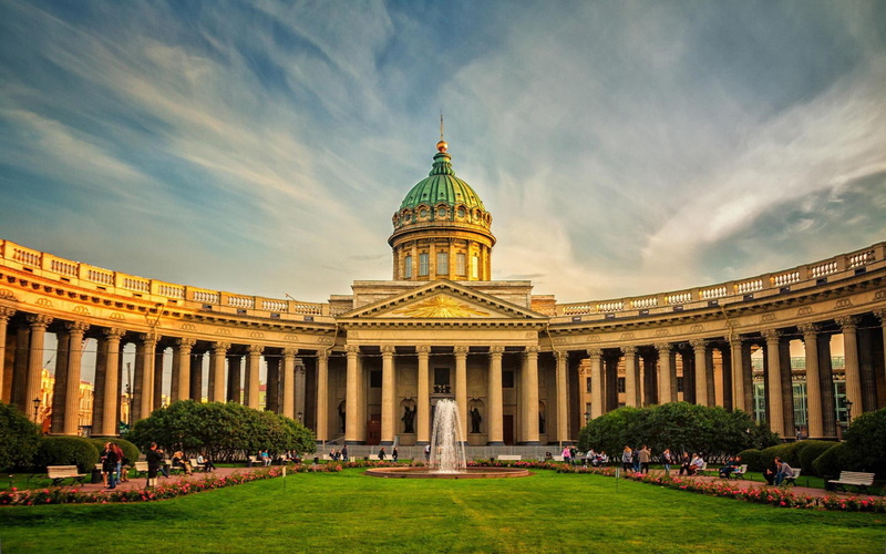 st, architecture, russia, square, petersburg, meadow, st. petersburg, fountain, 1080P, fountain square