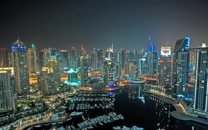 night, nightime, sky, financial district, transportation, united arab emirates, landscape, city, cityscape, building exterior, illuminated, uae, building