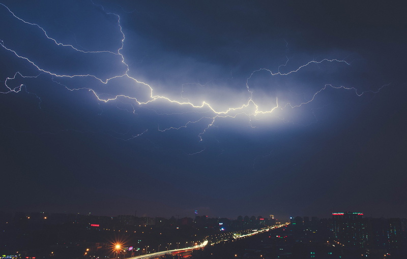 2K, dramatic sky, city, torrential rain, night, skyline, electricity, cloud - sky, rain, storm, nature, illuminated, nightime, power, power in nature