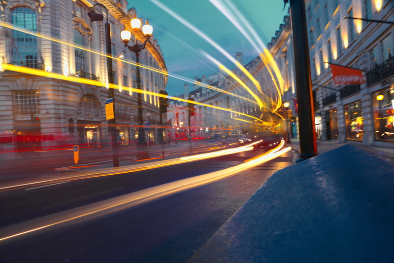 dusk, lapse, night, city, transportation, speed, sign, nightime, light trail, illuminated, building, building exterior, on the move, road, mode of transportation