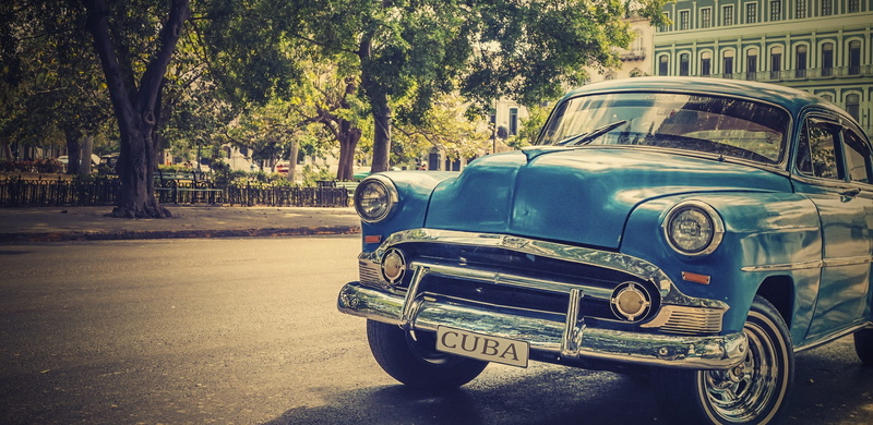 street, no people, plant, motor vehicle, vehicle, automotive, roadside, cuba, blue, classic, automobile, tree, transportation, architecture, chrome, built structure