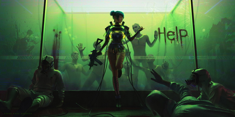 4K, cyberpunk, fan art, AIHONG HUANG, game art