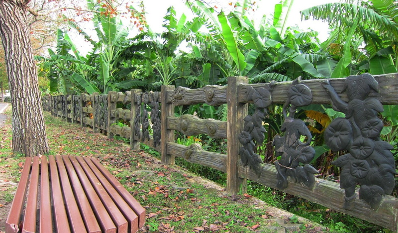 fallen leaves, wooden chair, roadside, nature and landscapes, banana plantations, 1080P, wooden railing