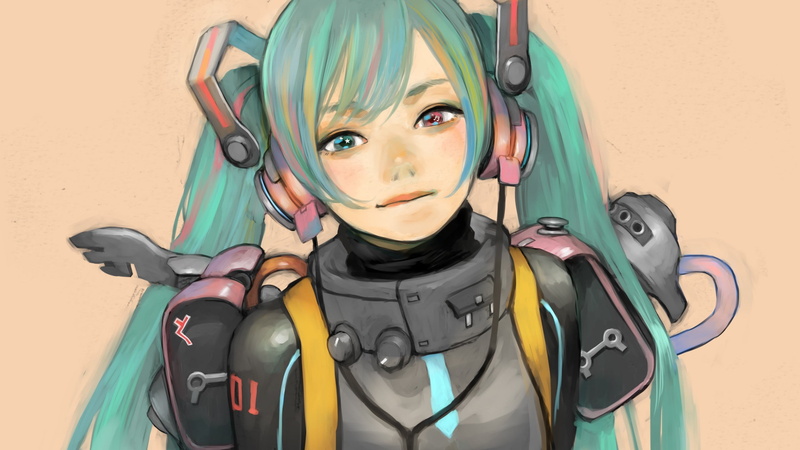 aqua hair, 2K, real people, bangs, lifestyles, red eyes, Hatsune Miku, anime girls, looking at camera, simple background, wall - building feature, leisure activity