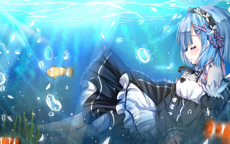 sport, water, undersea, aquatic sport, pool, scuba diving, leisure activity, swimming pool, Re:Zero, underwater, diving suit, nature, Re:ZERO -Starting Life in Another World-