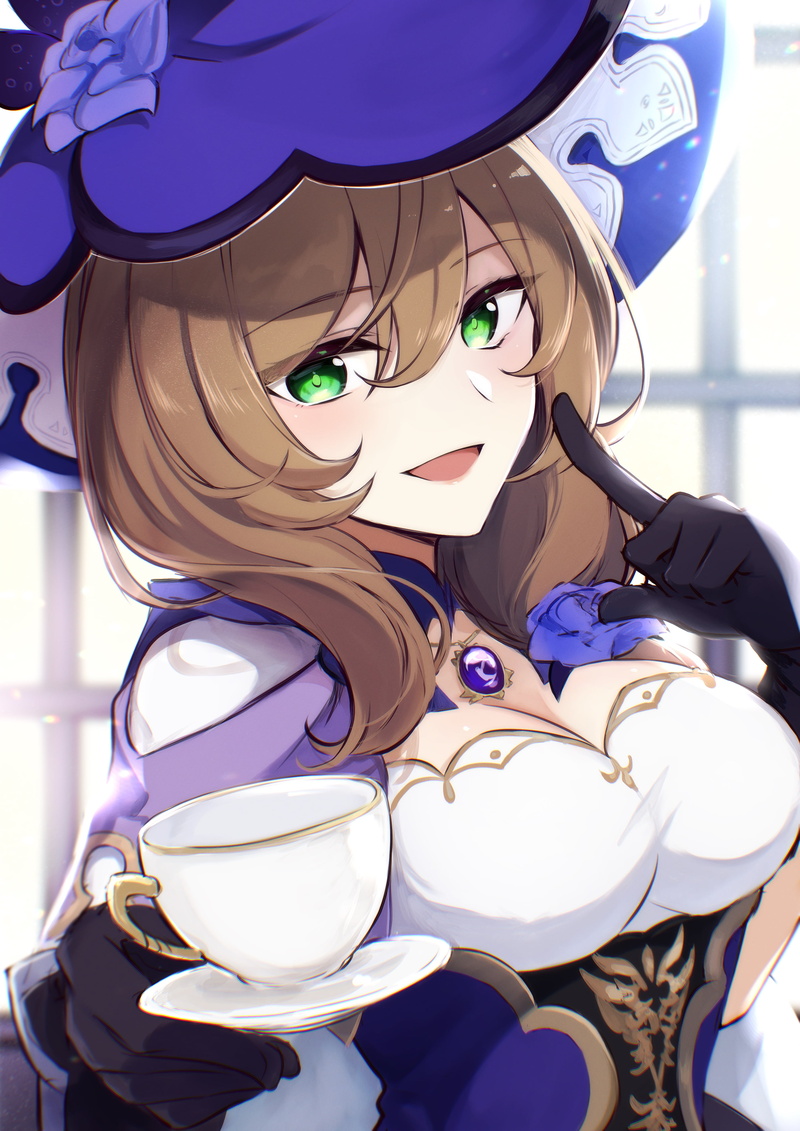 anime girls, cleavage, Genshin Impact, Lisa (Genshin Impact), 4K