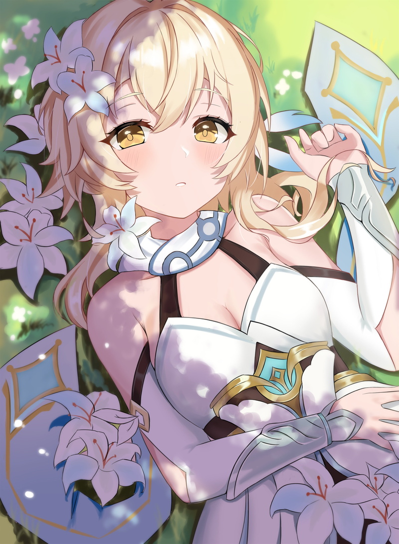 anime girls, Genshin Impact, flowers, Lumine (Genshin Impact), 4K