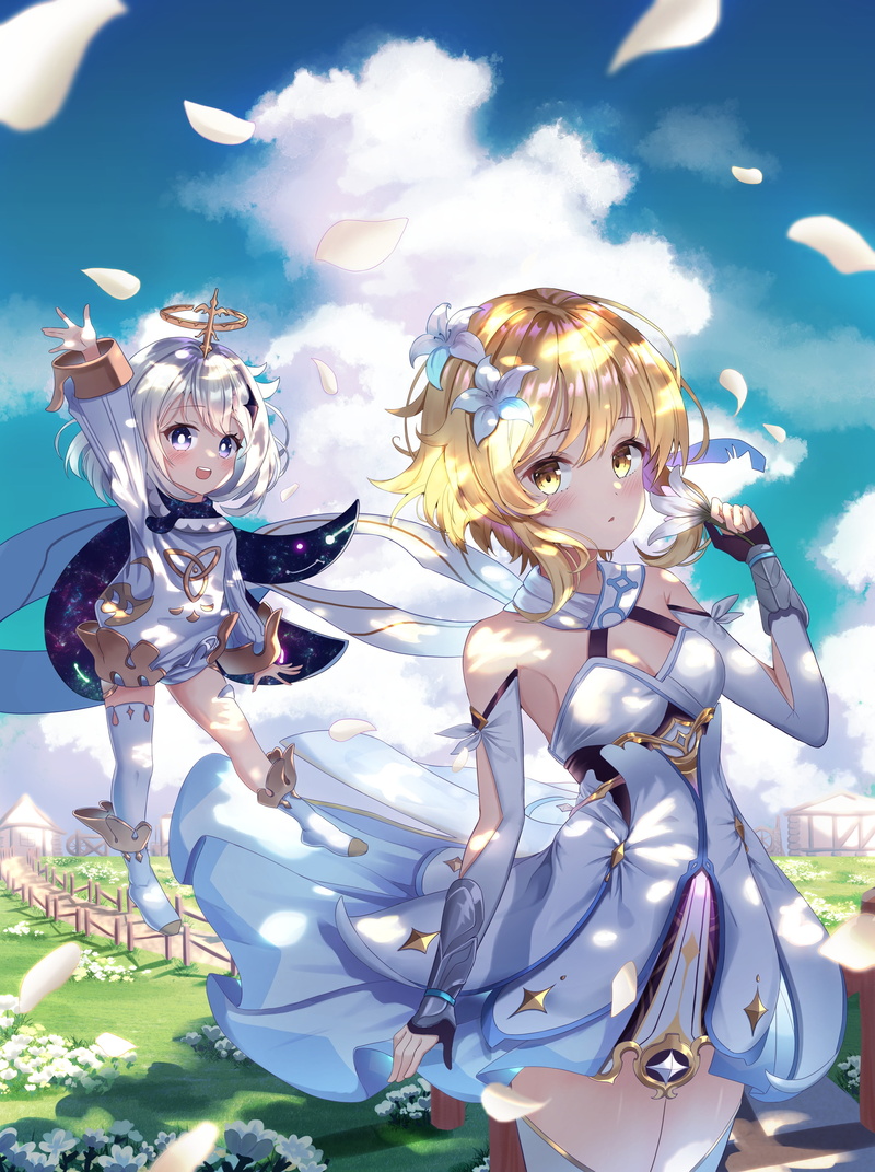 4K, knee-high boots, anime girls, Genshin Impact, Lumine (Genshin Impact)