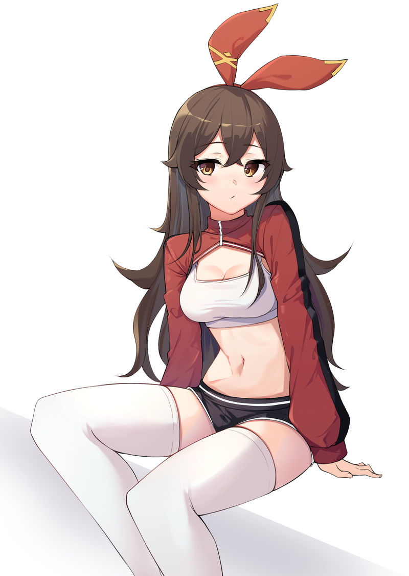 thighs, Genshin Impact, cleavage, belly, anime girls, stockings, Amber (Genshin Impact), 2K