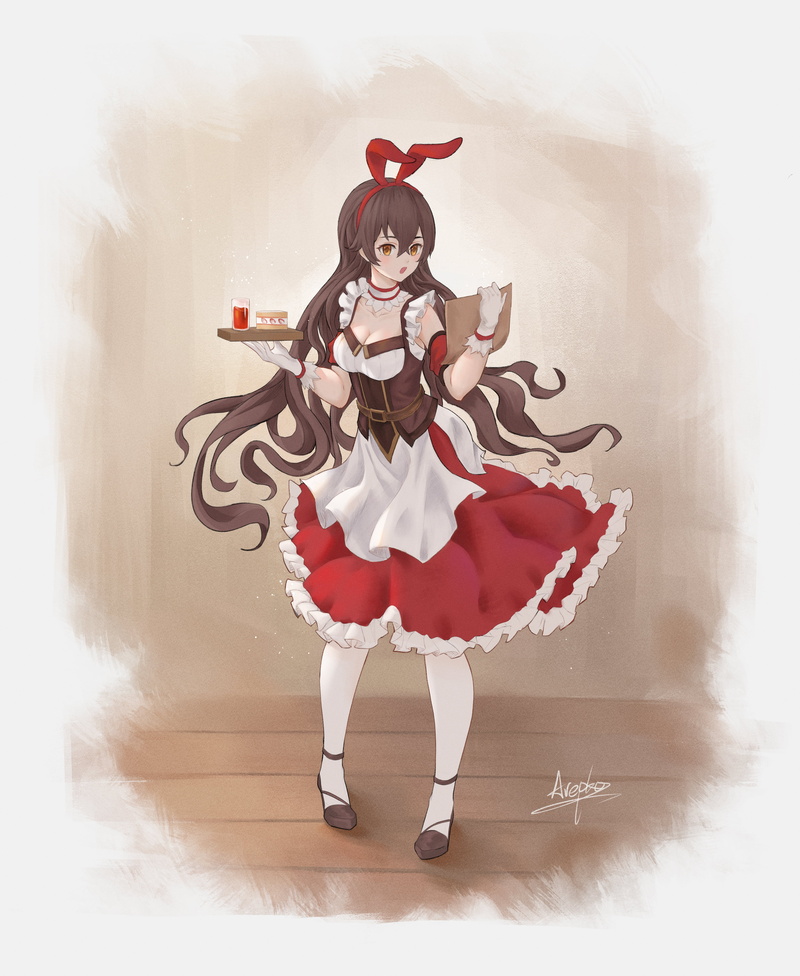 Genshin Impact, 4K, maid outfit, Amber (Genshin Impact), anime girls