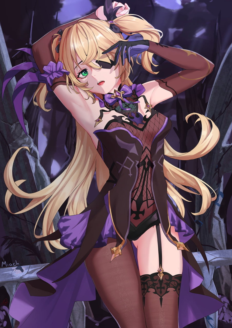 Fischl (Genshin Impact), 720P, anime girls, Genshin Impact, stockings