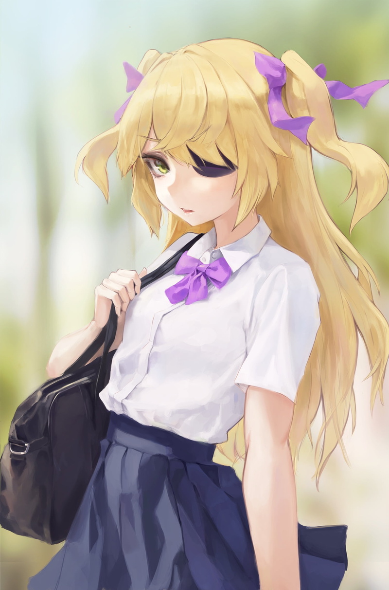 Genshin Impact, school uniform, Fischl (Genshin Impact), 1080P, blonde, anime girls