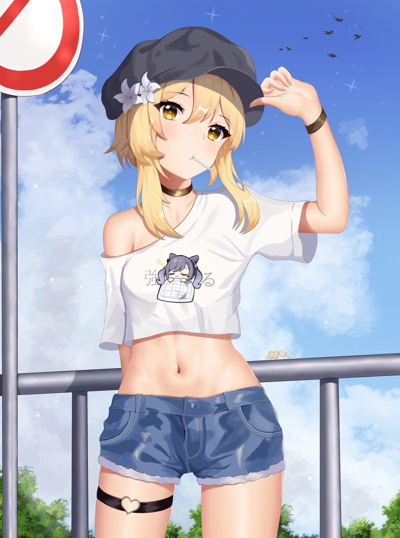 4K, Genshin Impact, anime girls, Lumine (Genshin Impact), belly