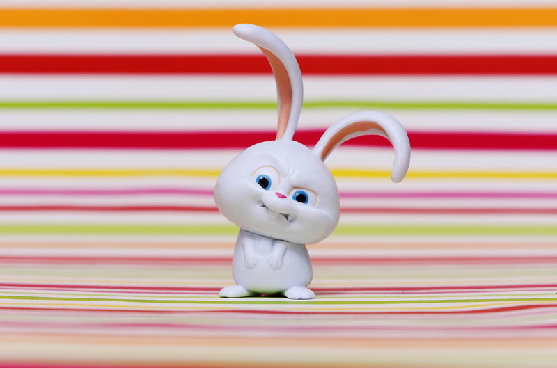 hare, snowball, funny, pets, close-up, human representation, creativity, table, art and craft, animal, fun, 5K, white color, still life, evil, stuffed toy